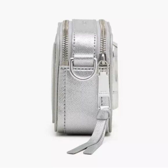 Marc Jacobs Metallic Silver Saffiano Leather Snapshot Camera Crossbody Bag Ex++ - Picture 5 of 8